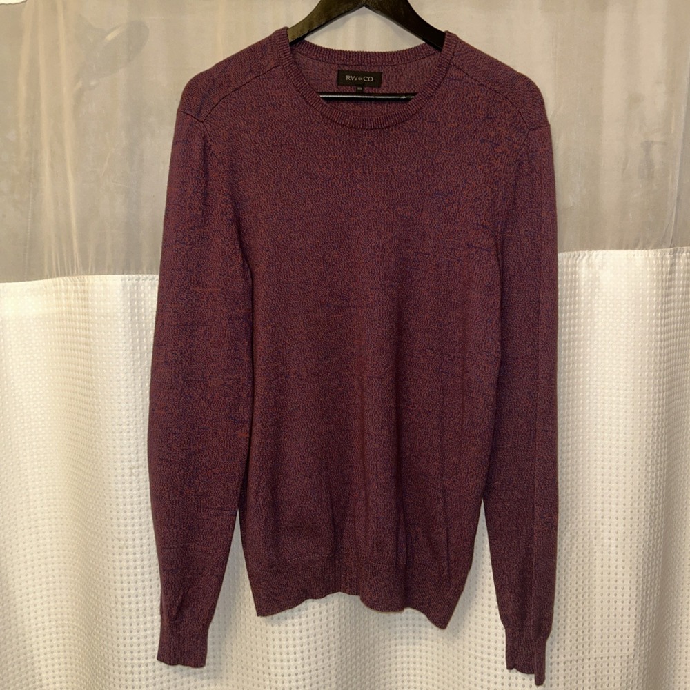 RW&CO Men's Sweater, SZ: M, Burg/Blue Cotton Blend,Elbow Patches,Excellent Cond.
